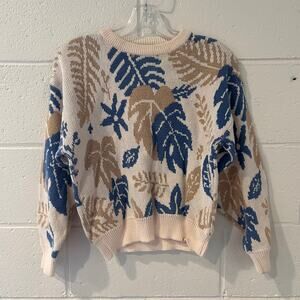 Vintage Pierre Cardin Leaf Print Sweater Made in Hong Kong Size Medium